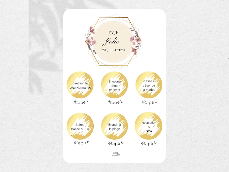 Carte itinéraire pour EVJF, programme EVJF, carte à gratter personnalisable, future mariée, enterrement vie de jeune fille, animation evjf image 3