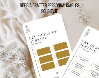 Jeu à gratter pour enterrement vie de jeune fille, défis EVJF personnalisables, fête de célibataire, animation EVJF, cadeau bachelorette