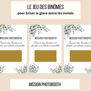 Jeu Photobooth, jeu des binômes photobooth à gratter, icebreaker en français, jeu des duos célèbres, défi photo mariage, jeu des paires