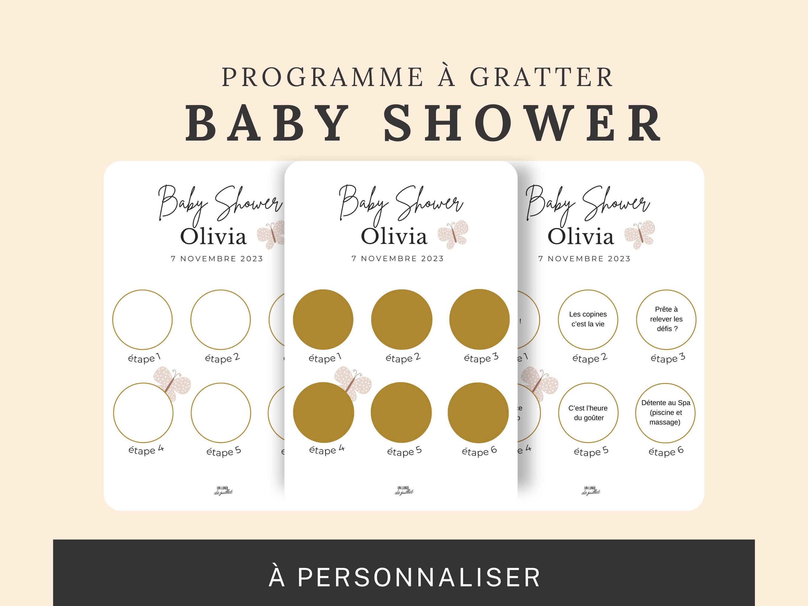 ACTION ou VERITE! Carte à gratter BABY Shower! personnalisé! Jeux fête  prénatale