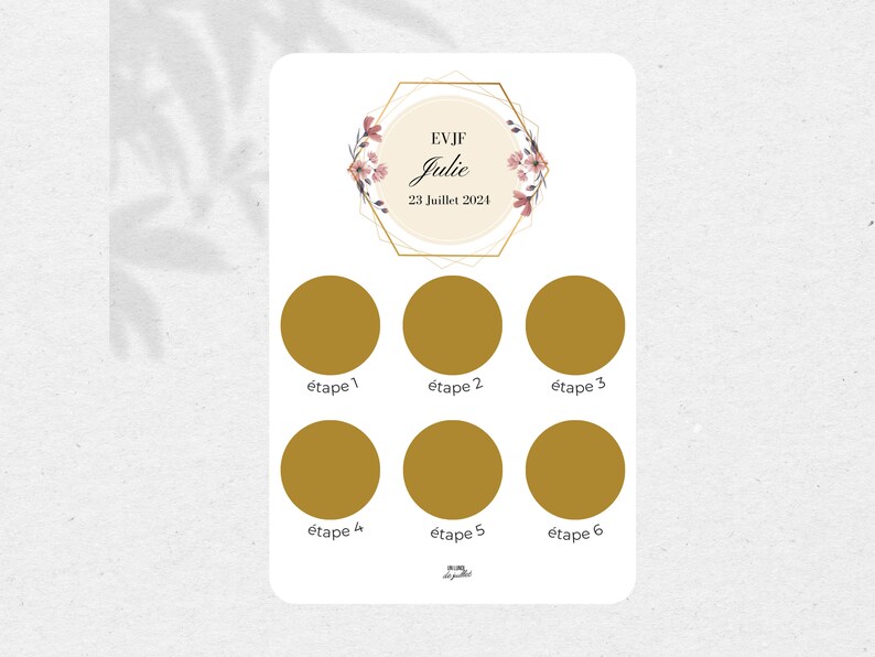 Carte itinéraire pour EVJF, programme EVJF, carte à gratter personnalisable, future mariée, enterrement vie de jeune fille, animation evjf image 9