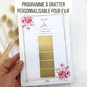 EVJF, Jeu à gratter pour enterrement de vie de jeune fille, programme weekend EVJF personnalisé, cadeau future mariée, animation evjf
