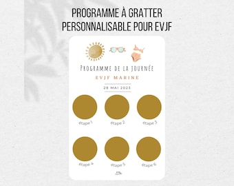 Carte à gratter pour EVJF, programme EVJF, carte personnalisable, future mariée, enterrement de vie de jeune fille, animation evjf