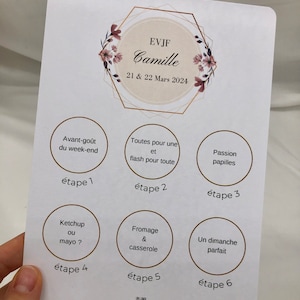 Carte itinéraire pour EVJF, programme EVJF, carte à gratter personnalisable, future mariée, enterrement vie de jeune fille, animation evjf image 7