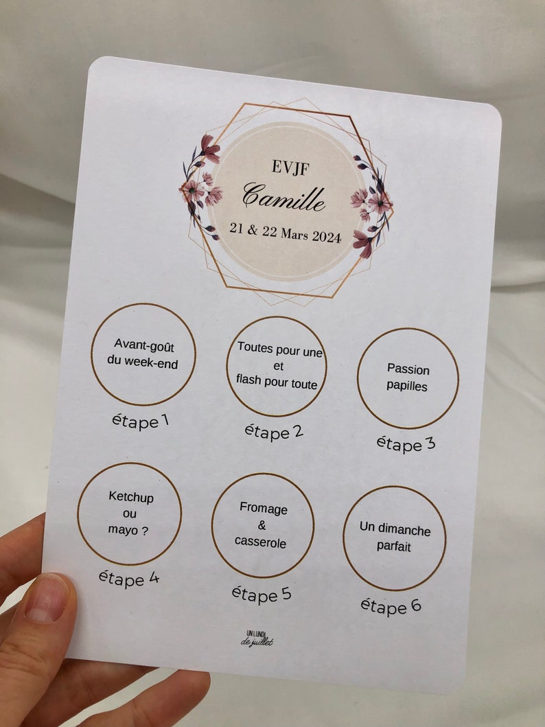 Carte itinéraire pour EVJF, programme EVJF, carte à gratter personnalisable, future mariée, enterrement vie de jeune fille, animation evjf image 7