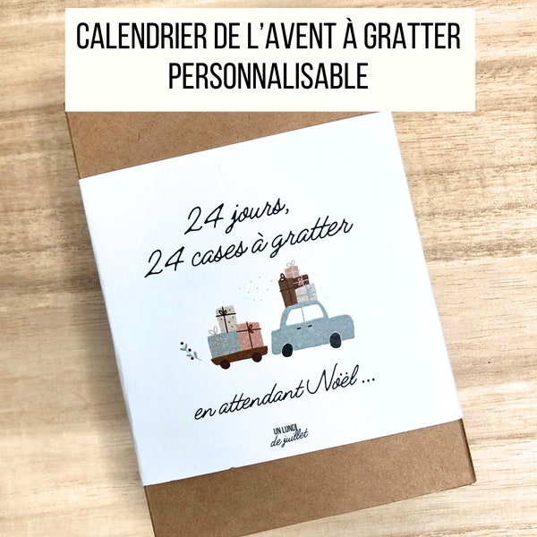 Calendrier de l'Avent à gratter personnalisable, calendrier de Noël à personnaliser en famille, collègue, amis, couple, calendrier à gratter