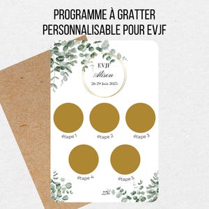 Carte à gratter EVJF personnalisée – Programme EVJF – Itinéraire enterrement de vie de jeune fille – Animation fun pour future mariée