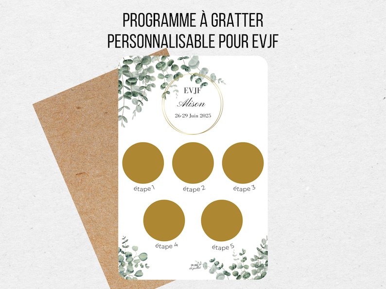 Carte à gratter EVJF personnalisée pour créer un programme unique et surprenant lors de l'enterrement de vie de jeune fille de la future mariée.