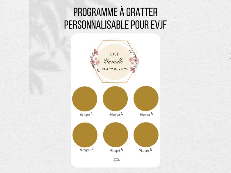Carte itinéraire pour EVJF, programme EVJF, carte à gratter personnalisable, future mariée, enterrement vie de jeune fille, animation evjf image 4