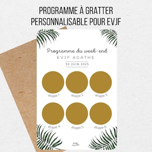 EVJF planner, Planning EVJF à personnaliser sous forme de carte à gratter, activité EVJF, enterrement de vie de jeune fille, itinéraire evjf