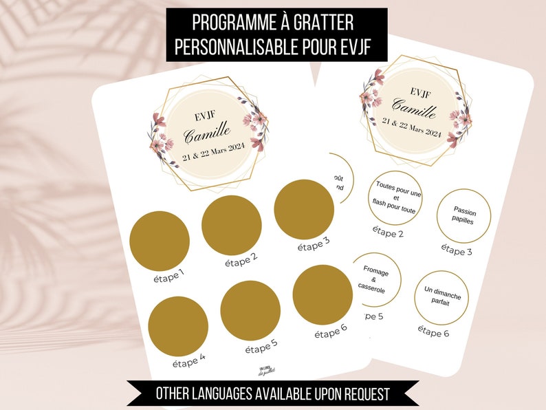 carte itinéraire EVJF, enterrement de vie de jeune fille, idée EVJF, bachelorette party, bridal shower, fête de poule, EVJF personnalisé, programme EVJF