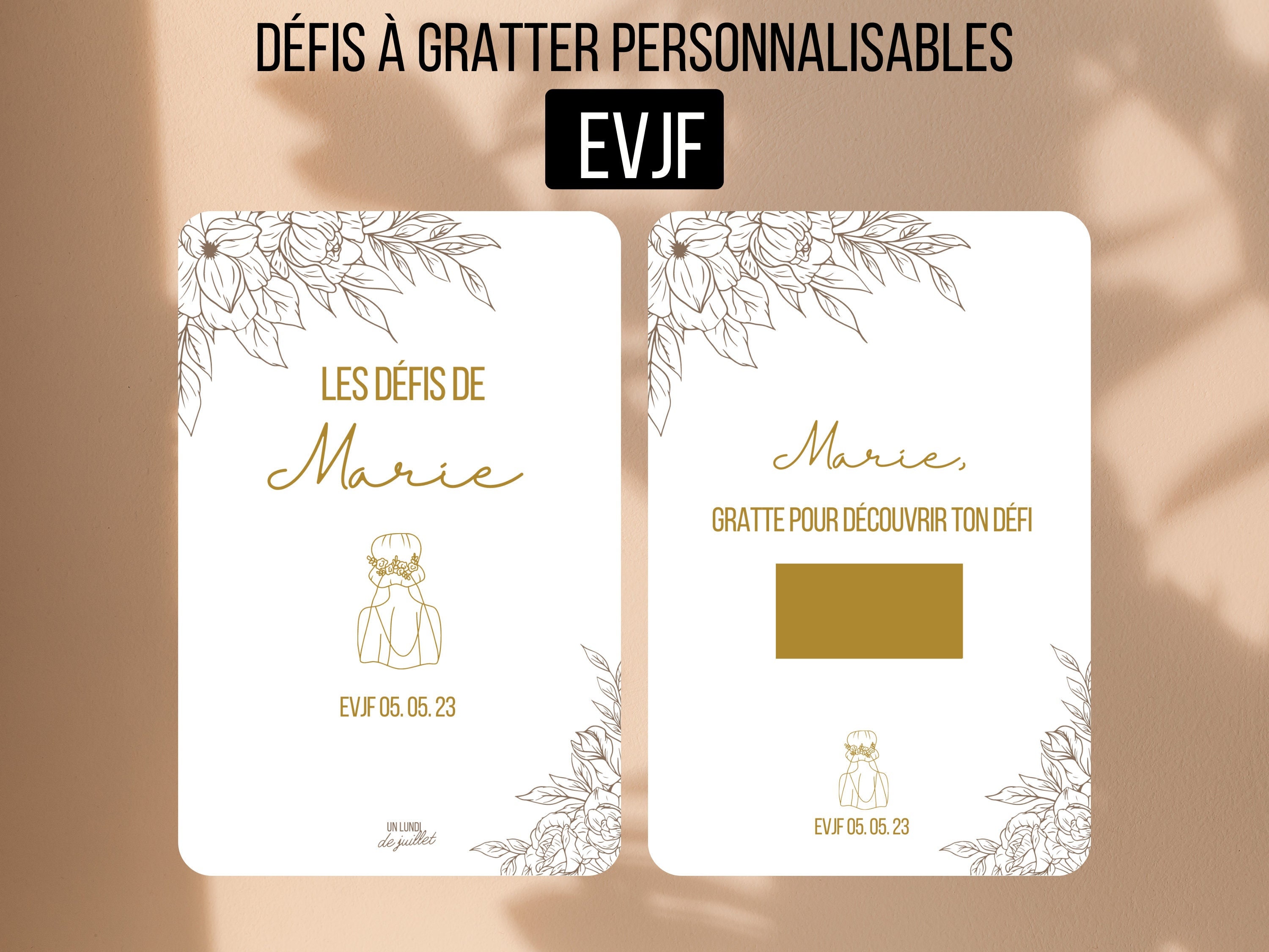 Kit EVJF Personalizzabile Con 15 Gratta E Vinci E Sfide Per La Futura Sposa – Giochi Divertenti Per Addio Al Nubilato, Regalo Originale Per La Sposa