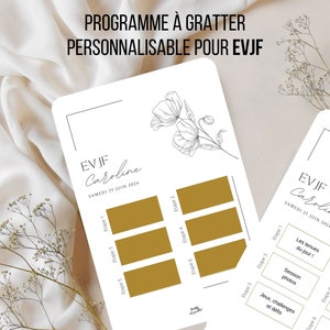 Carte à gratter pour EVJF, programme EVJF, carte personnalisable, future mariée, enterrement de vie de jeune fille, animation evjf