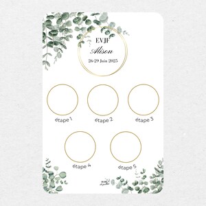 Carte EVJF personnalisable selon vos envies : ajoutez le prénom, la date et les étapes clés de la journée