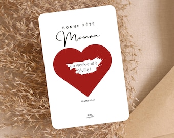 Carte cadeau Fête des Mères, Carte à gratter personnalisable, Annonce grossesse, annonce bébé, bon pour , bon cadeau, cadeau pour maman
