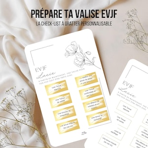 Carte à gratter organisation EVJF, planificateur EVJF à personnaliser, préparation EVJF, check list valise personnalisable