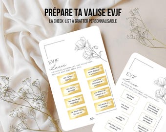 EVJF organization scratch card, EVJF planner to personalize, EVJF preparation, customizable suitcase checklist