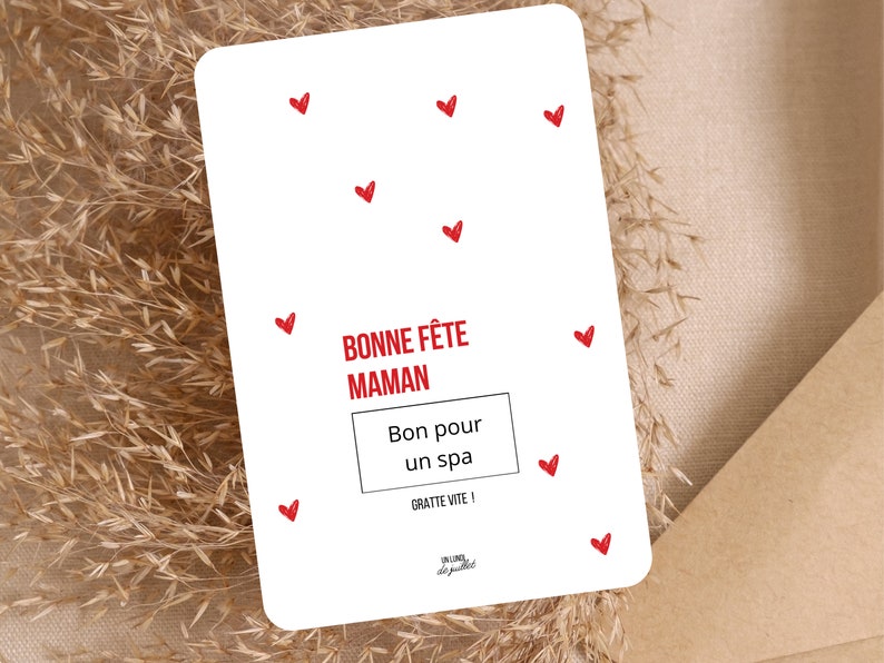 Carte à gratter Fête des Mères personnalisable, Cadeau surprise maman, annonce grossesse, bon pour, demande mariage, Bonne Fête Maman image 3