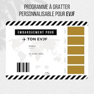 Carte à gratter pour EVJF, programme EVJF, carte personnalisable, future mariée, enterrement de vie de jeune fille, animation evjf