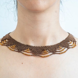 RBG style dissent collar necklace for women, Ruth Bader Ginsburg style feminist collar necklace, Gift for mom Grandma gift Brown Bead collar