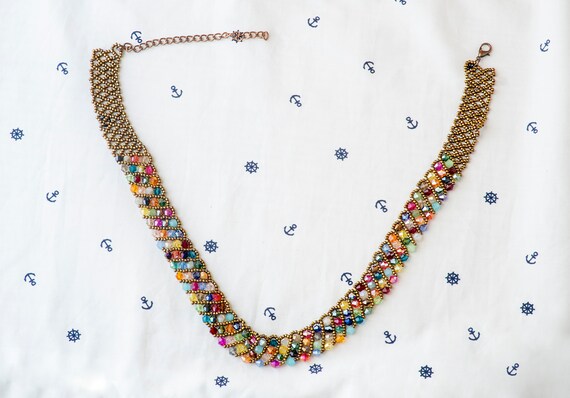 Collana Lunga Con Cristalli Multicolori E Perline In Metallo – Gioiello Boho Estivo Per Donna, Regalo Compleanno