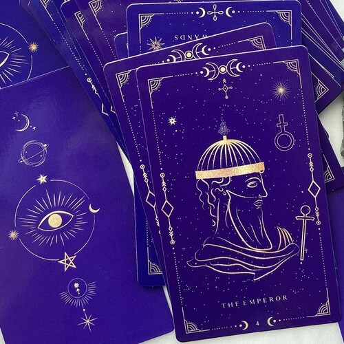 Tarot Deck 78 Cards DARK BLUE Gold FOIL Tarot Deck With - Etsy