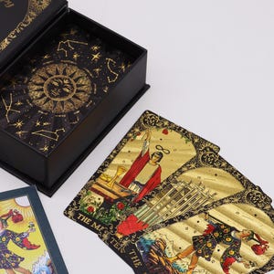 Baraja de Tarot GOLD de 78 cartas, baraja de Tarot clásica con guía, baraja de Tarot para principiantes