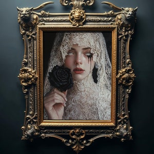 Stampa artistica a olio di "Sposa cieca gotica", romanzo dark (download digitale)