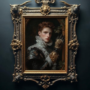 Ritratto di nobile braccio meccanico gotico, arte murale Dark Academia (PNG)