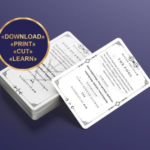 Baraja de Tarot Digital Imprimible para Principiantes, Aprender la Baraja de Tarot 78 cartas, Imprimir y Recortar, Universo Místico
