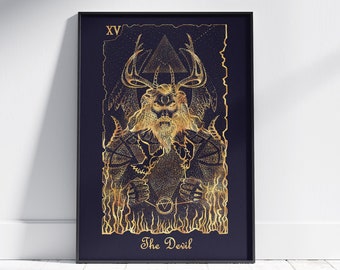 Tarot Poster The Devil, Mystical Universe, Large Wall Art prints, No Frame