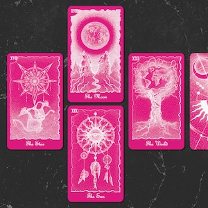 Pink WHITE Tarot Deck with Digital Guidebook & Tarot Bag, Tarot Deck for Beginners
