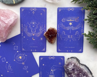 Baraja de Tarot ORO PÚRPURA 78 Cartas, Universo Místico, Baraja de Tarot con Guía y bolsa de baraja de tarot, Baraja de Tarot para Principiantes