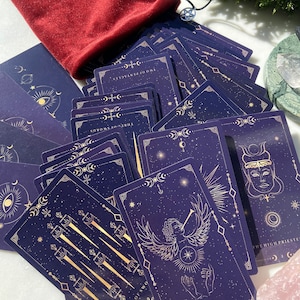 DARK PURPLE GOLD Tarot Deck 78 Cards, Mystical Universe, Tarot Deck with Guidebook and tarot deck bag, Tarot Deck for Beginners image 10