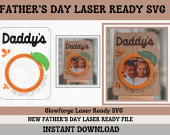 Vaderdag afbeelding magneet || Cadeau voor papa || Fotolijst SVG || Laser klaar SVG || Glowforge