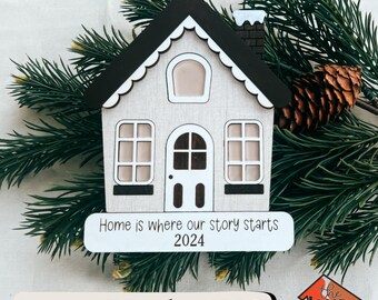Christmas Holiday House SVG | Realtor Gift Ornament | Home Ornament | Glowforge File | Christmas SVG | First House Ornament