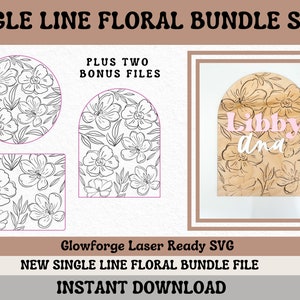 Floral SCORING pattern || Floral Line Art || Glowforge SVG || Laser Ready File || Floral Bundle