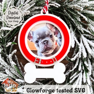 Christmas Dog Ornament SVG | Laser Ready Ornament | Pet Ornament | Christmas Ornament File | Glowforge Christmas File | Pet Photo Ornament