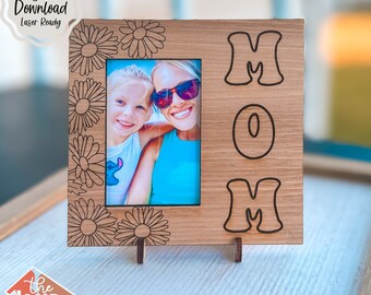 Moeder bloemen fotolijst || Moederdagcadeau || Gepersonaliseerde fotolijst || Laserklaar SVG || Cadeau voor moeder