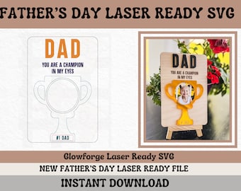 Kylskåpsmagnet SVG || Fars dag-fotoram || Fars dag-fotomagnet || Laserklar SVG || Glowforge SVG || Present till pappa