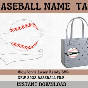 Baseball Taschenanhänger || Baseball Name SVG || Baseball SVG || Glowforge Ready Feile || Laser-Ready SVG