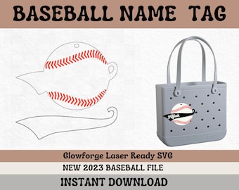 Baseball Bag Tag || Baseball Name SVG || Baseball SVG || Glowforge Ready File || Laser Ready SVG