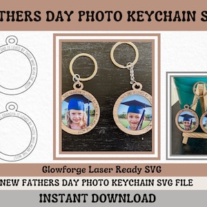Fathers Day Keychain SVG || Photo Keychain || Gift for Dad || Gift for Grandpa || Laser Ready Keychain || Glowforge Keychain || Score File