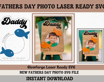 SVG koelkastmagneet fotolijst || Vaderdag SVG || Cadeau voor papa || Lasergereed bestand || Glowforge-SVG || Fotomagneetframe