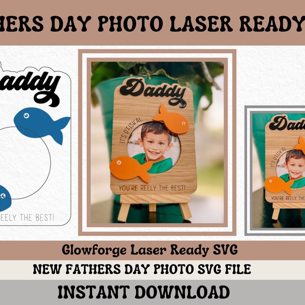 SVG Fridge Magnet Photo Frame || Fathers Day SVG ||Gift for Dad || Laser Ready File || Glowforge SVG || Photo Magnet Frame