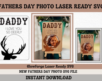 Vaderdag Herten Frame || Fotomagneetlijst || Laser klaar gesneden bestand || Glowforge-SVG || Cadeau voor papa || Cadeau voor opa || Vaderdag