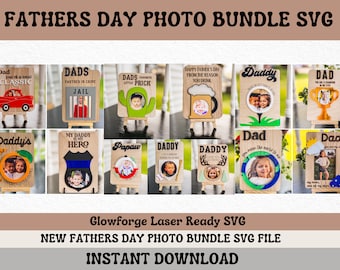 Vaderdag fotobundel || Vaderdagcadeaus || Cadeau voor papa || Laserklaar SVG || Glowforge-bestand || Fotomagneet SVG