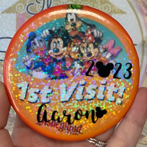 Disney Button Overlay, Name, and Year