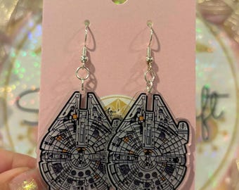 Boucles d'oreilles inspirées du faucon millénaire