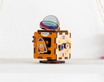 Mini Montessori Activity Busy Cube: Space Theme Sensory Toy for First Birthday - GoodPlay